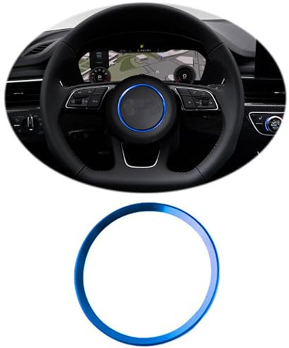 ontto 76mm Auto Lenkrad Dekorativer Ring Innenzubehör Passt für Audi A4 S4 B9 A3 8V S3 8Y Q2 A5 F5 A1 Avant A4L 2016-2020 Lenkrad Logo Aufkleber Emblem Trim Abziehbilder Abdeckung Autozubehör-D Blau