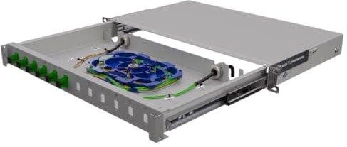 STALFLEX Rack Montage Glasfaser Anschlussdose Verteilerkasten STANDARD 19 Zoll 1U 12x Simplex LC/PC - Einfache Organisation von Glasfaserkabeln - Aus Stahl - Ideal für den Netzwerkschrank