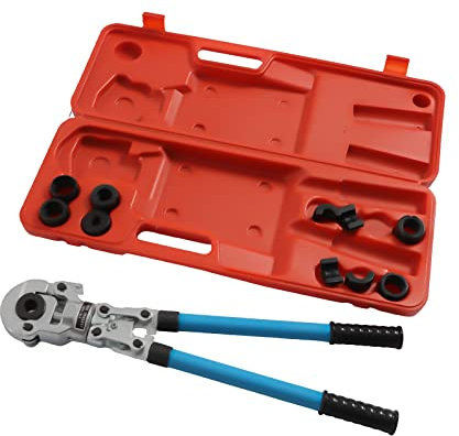 Pinza a pressa, tubo di rame, profilo a V, 12-15-18-22-28 mm e profilo TH 16-20-26-32, pinza crimpatrice, pinza a pressa, tubo composito con testa girevole a 360° e impugnatura ergonomica in gomma per