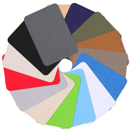 15 Stück Flicken zum Aufbügeln, Stoff Reparatur Bügeln Patches Rechteckige Bunte Aufbügel Flicken Reparaturflicken zum Aufbügeln für Kleidung Lochreparatur DIY Kleidungsdesigns
