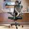 TRALT Ergonomischer Bürostuhl - X-förmiger Computer-Bürostuhl, Gaming-Stuhl, Bürostuhl mit Lendenwirbelstütze, Mesh-Bürostuhl mit Kopfstütze, (Schwarz Gold)