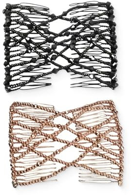 JEYORZY 2 Peigne de Cheveux Extensible Magique, Élastiques à Perles Pinces à Cheveux Extensibles, Double Peignes De Cheveux Perles Pinces, Pince à Cheveux Extensible Magique, Peignes de Cheveux Perles