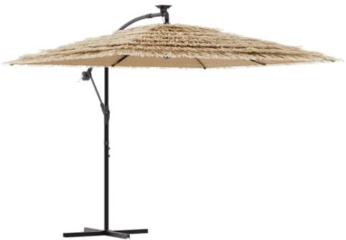 Tidyard Parasol de Jardin avec mât en Acier Marron 290x290x238 cm Pare-Soleil Pliable, Parasol de Jardin pour Terrasse, Balcon, Plage, Piscine