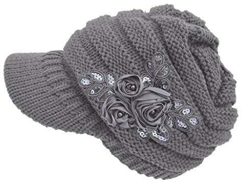 Tn Baseball Cap Damen Zopfmuster Visier Mütze mit Blume Laufmütze, grau, Einheitsgröße