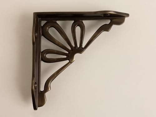Antique Brass Flower Shelf Brackets | Heavy Duty Brackets for Kitchen Bookshelf | Brass Shelving Heavy Solid Cast Brass | Sold Individually