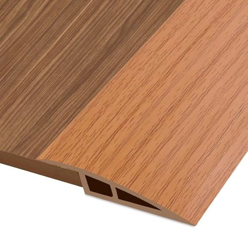 2M * 5cm Soglia di Dislivello Pavimento in PVC Autoadesiva, Profilo di Transizione Pavimento per Dislivello di 5-10mm, Listelli di Collegamento a Pavimento per Pavimenti Parquet (Legno Giallo)