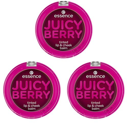 Esence Juicy Berry - Bálsamo de labios tintado para labios y cheek, color violeta, se adapta al color, efecto de coloración, resultado inmediato, vegano, sin parabenos, sin micropartículas de plástico