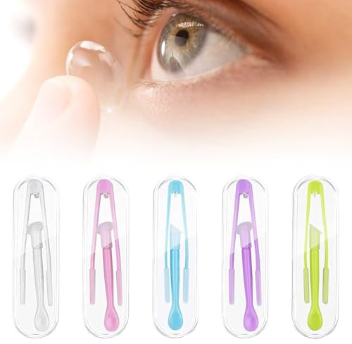 5 pezzi per lenti a contatto, set di pinzette, aspiratori a contatto, aspiratori per lenti a contatto, lenti morbide, soluzione salina Contact, contenitore per lenti a contatto, contenitore per lenti