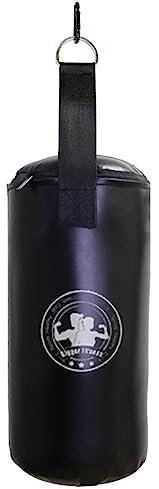 Mini-Boxsack, 5 kg, hochdichter Schaumstoff, gefüllt für Boxen/MMA/Muay Thai mit ShockStop-Basis (britisch getestetes Allalters-Design), schwarzer Sandsack