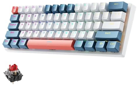 QPSJXN MACHENIKE K500-B61 60 por ciento Teclado de Juego mecánico 61 RGB enchufado RGB Compatible con Varios Sistemas(US Red Switch)