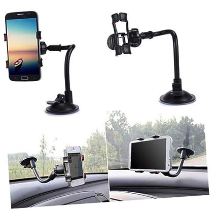 SHINEOFI 360degré Support De Téléphone Voiture avec Ventouse Bras Long Ajustable pour Smartphone Montage sur Pare-Brise Et Tableau De Bord Noir