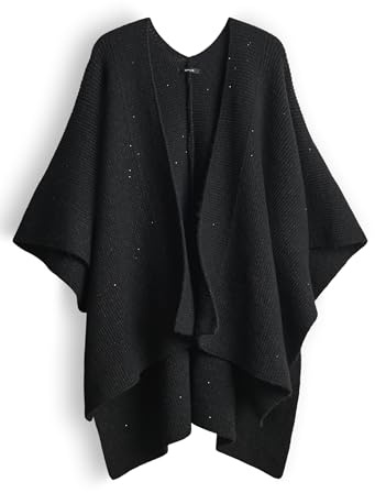OPUS Damen Poncho/Cape | ABLANKI GLITTER Cape mit dezentem Glanz black, 0