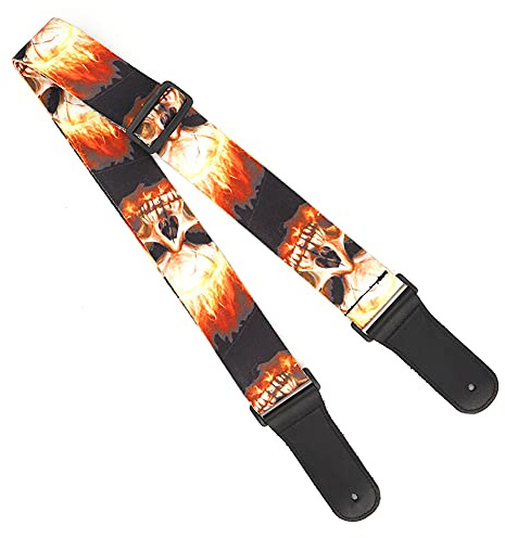 Leder Schultergurt Gitarre Flammen Schädel Muster verstellbar 1 Stück