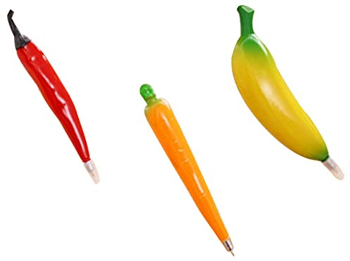 Ballpoint Pens Artificial Banana Carrot Pepper Writing Pens Fruits Vegetables Fridge Magnets 3PCS