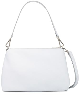 Caspar Kleine Echtleder Umhängetasche Damen Schultertasche Crossbody Bag mit verstellbarem Schultergurt - PREMIUM LINE - Modell No.849 - Made in Italy, Farbe:weiß