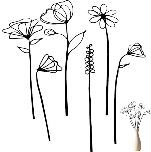 6-teiliges Set Metallblumen-Dekorationen - Robuste Gartenstecker | für Terrasse und Garten Wetterfeste Beschichtung für Gartenzaun und Terrasse, künstlerische Dekoration mit 6 Metallblumen