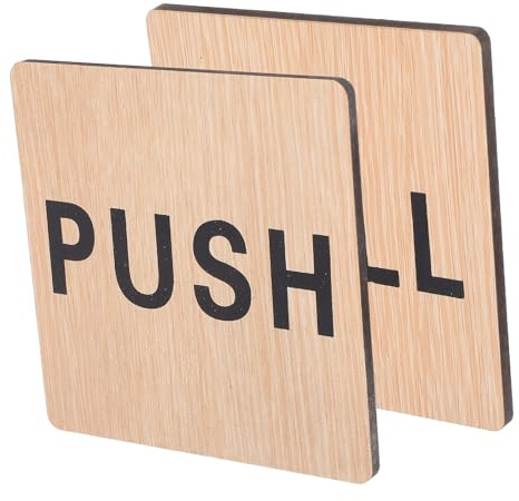Cartello in Legno Push Pull per Porta, 2 Pezzi, Indicazione