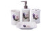 Landhaus Vintage Keramik Badset (Lavendel) Badezimmerset Badezimmer Badeset Set Bad Zubehör, Seifenspender Zahnbürstenhalter Seifenschale Zahnputzbecher Badgarnitur Garnitur (4er Set)