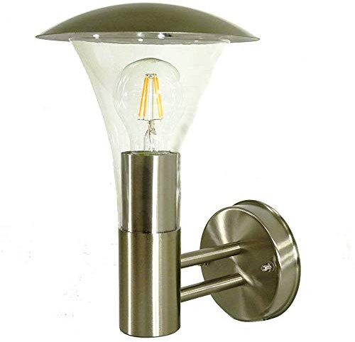Edelstahl-Außen-Wand-Leuchte-Lampe WIEN D: Deckel 18cm, H: 26cm, Fassung E27 Leuchtmittel nicht enthalten), IP 44