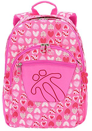 TOTTO - Mochila Escolar, Modelo Crayola, Capacidad 19,59 L, Bolsillo para Alimentos, Espaldar Ergonómico con Flujo de Aire, Correas en S para Mayor Comodidad, Resistente, Estampado Corazones Rosas