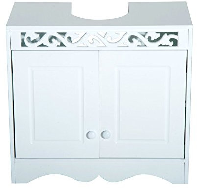 HOMCOM Armario de Baño Tipo Mueble Bajo para Lavabo con 2 Puertas y Estantes 60x30x56cm Diseño Moderno de Madera Blanca