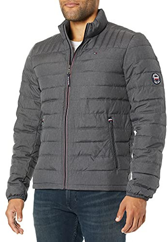 Tommy Hilfiger Herren Lightweight Down Alternative Packable Puffer Jacket Daunenalternative Mantel, Heather Charcoal, XXL