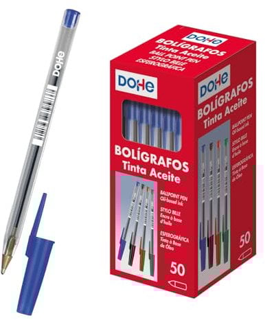 Dohe - Caja de bolígrafos con capucha - 1,0 mm - 50 uds - Azul