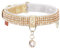 PetsHome Katzenhalsband, Hundehalsband, [Bling Strasssteine] Premium PU-Leder mit Anhänger Verstellbare Halsbänder für Katzen und kleine Hunde Extra Klein Gold