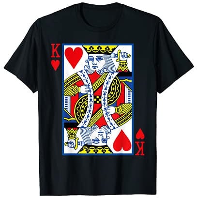 Herren Herz König TShirt Spielkarten Kostüm Karten Shirt T-Shirt