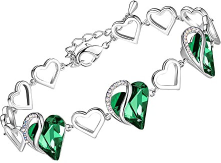 Leafael Infinity Liebe Herz Armband Damen Silber-Ton, Geburtsstein Armbänder für Frauen mit heilenden Kristallen, Allergie-freien Schmuck Damen mit Geschenkbox, 7-Zoll-Kette und 2-Zoll-Verlängerung