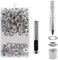 100 Sätze Ösen Werkzeug Set, Ösen Scheiben Ösenzange Kit, 10mm (2/5 Zoll) Metall Tülle Ösen Grommets Setzwerkzeug Ösenzange mit Stanzwerkzeug für Plane, Markisen, Leder, Vorhang