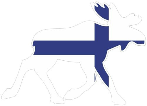 Samunshi® Elch Aufkleber Elchhirsche Finnland Flagge Nationalfarben - 10x7cm
