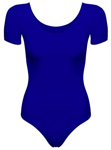 Arabesque Kurzarm Lycra Damen Ballettanzug Body Leotard Dance Trikot Turnanzug Carmen (Blau, M)