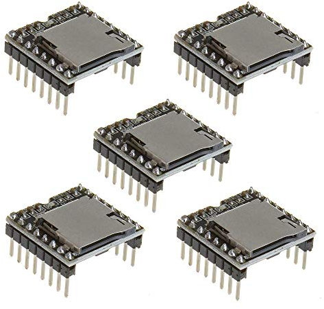 ICQUANZX 5PCS YX5200 DFPlayer Mini-MP3-Player-Modul MP3-Sprachdecodierkarte Unterstützt TF-Karten-U-Disk-E/A/serielle Schnittstelle/AD für Arduino