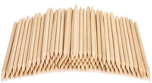 Juego de 100 palitos naranjas para uñas de 4.5 pulgadas – Empujador y removedor de cutículas de madera, no tóxico, seguro para la piel, herramientas de madera para manicura y pedicura, juego