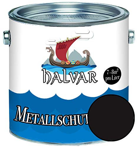 Halvar Metallschutzlack SEIDENMATT Braun RAL 8000-8028 Metallfarbe besonders robuster Kunstharzlack Wetterbeständig & perfekter Langzeitschutz Metall (1 L, RAL 8022 Schwarzbraun)