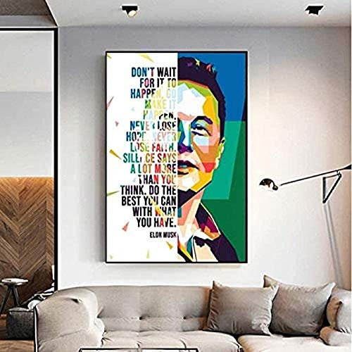 Bilder,Poster,Premium Poster, Klassisches Poster Elon Musk Poster Leinwand Malerei Wandkunst Bild Für Wohnzimmer Home Decor Malerei Foto Poster Wanddekoration-40X60Cm