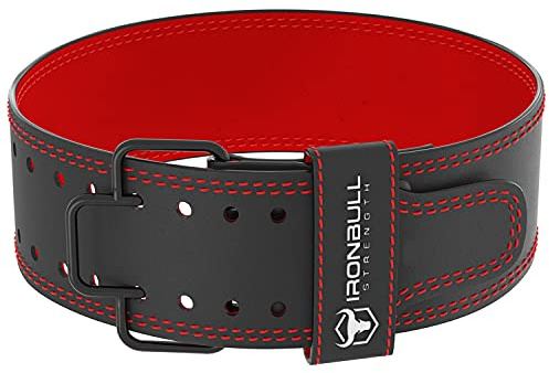 Iron Bull Strength Quick Release Weightlifting Belt PRO - 7mm Fast Lever Lifting Belt - 4-inch Wide Suede Leather Back Support - for Powerlifting, Weight Training, Gym and Fitness (Small, Black/Red)