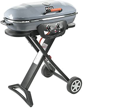 Boss Grill Deluxe Portable - 2 Burner Gas BBQ Grill with Trolley - Grey