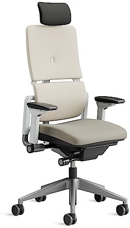 Steelcase Please Ergonomischer Bürodrehstuhl mit höhenverstellbarer Lumbalstütze für Unterstützung den ganzen Tag über, anpassbare Kopfstütze Trüffel