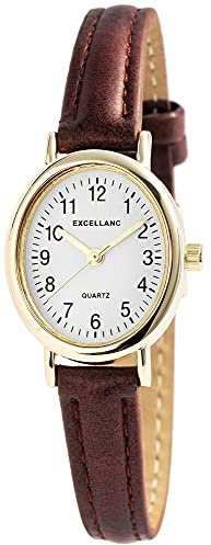 Excellanc Damen-Uhr Kunstleder Armband Dornschließe Analog Quarz 1900265 (braun)