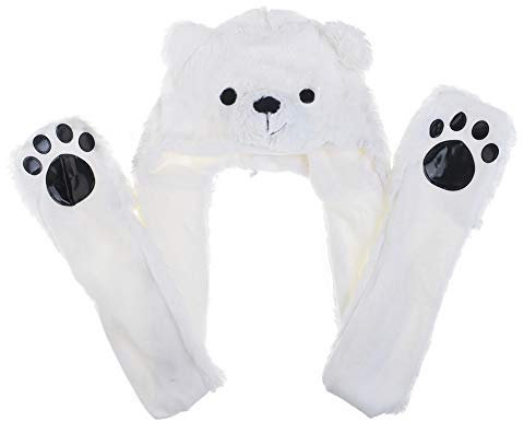 TopTie Lustiges Kostüm Eisbär Plüsch mit Fäustlingen, Pfotenabdrücke, eisbär, One size