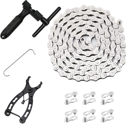 Bike Chain Kit, 6/7/8 Speed Multi-Function Bike Mechanic Repair Kit, Chain Breaker and Bike Link Plier with Hook and 3 Pairs Bicycle Buckle, Reusable