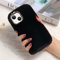 LLZ.COQUE Kompatibel mit iPhone 13 Handyhülle Flauschige Mädchen Plüsch Hülle Süße Winter Warm Schutzhülle Handytasche Stoßfest Silikon Case für iPhone 13 Schwarz