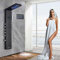 Huin Panneau de douche LED en acier inoxydable, tour de pluie, système de buse de massage en cascade, colonne de douche mélangeuse-Noir 8013