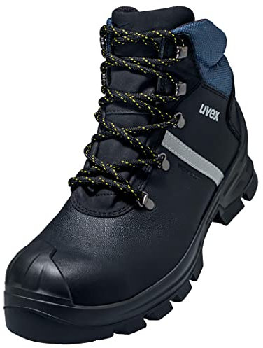 Uvex 2 Construction S3 SRC - Botas de seguridad con cordones - Resistente al agua - Ligeras - Hombres y Mujeres - Cuero - Negro, Black, 44 EU