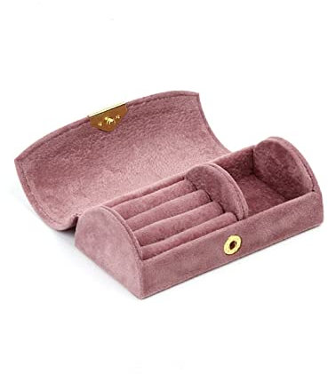 Mode Tragbare Samt Schmuckkasten Jewel Fall 3 Farben Ringhalter schmuck kästchen (Color : A Pink, Size : S)