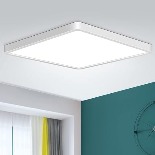 DODOPEN Deckenlampe Led Deckenleuchte Eckig 24W 5000K 2400LM Lampen Led Deckenbeleuchtung für Badezimmer Schlafzimmer Wohnzimmer Küche Bad Keller Balkon,Ultra Dünn Wohnzimmerleuchte Ø29*2.5cm