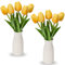 Kunstblumen Künstliche Tulpen Blumen Wie Echt Real Touch Tulpen, Höhe 30 cm, mit Vase aus Keramik, Deko Kunstpflanze (Gelb)