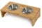 lionto Gamelle surélevée pour Chien en Bambou Robuste et Facile à Entretenir, 40x20x10 cm, Double écuelle pour Chiens et Chats, 2 Bols INOX Ø 11 cm, 350 ML chacun, antidérapante